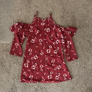 Rust Floral Dress with Ruffle Detail